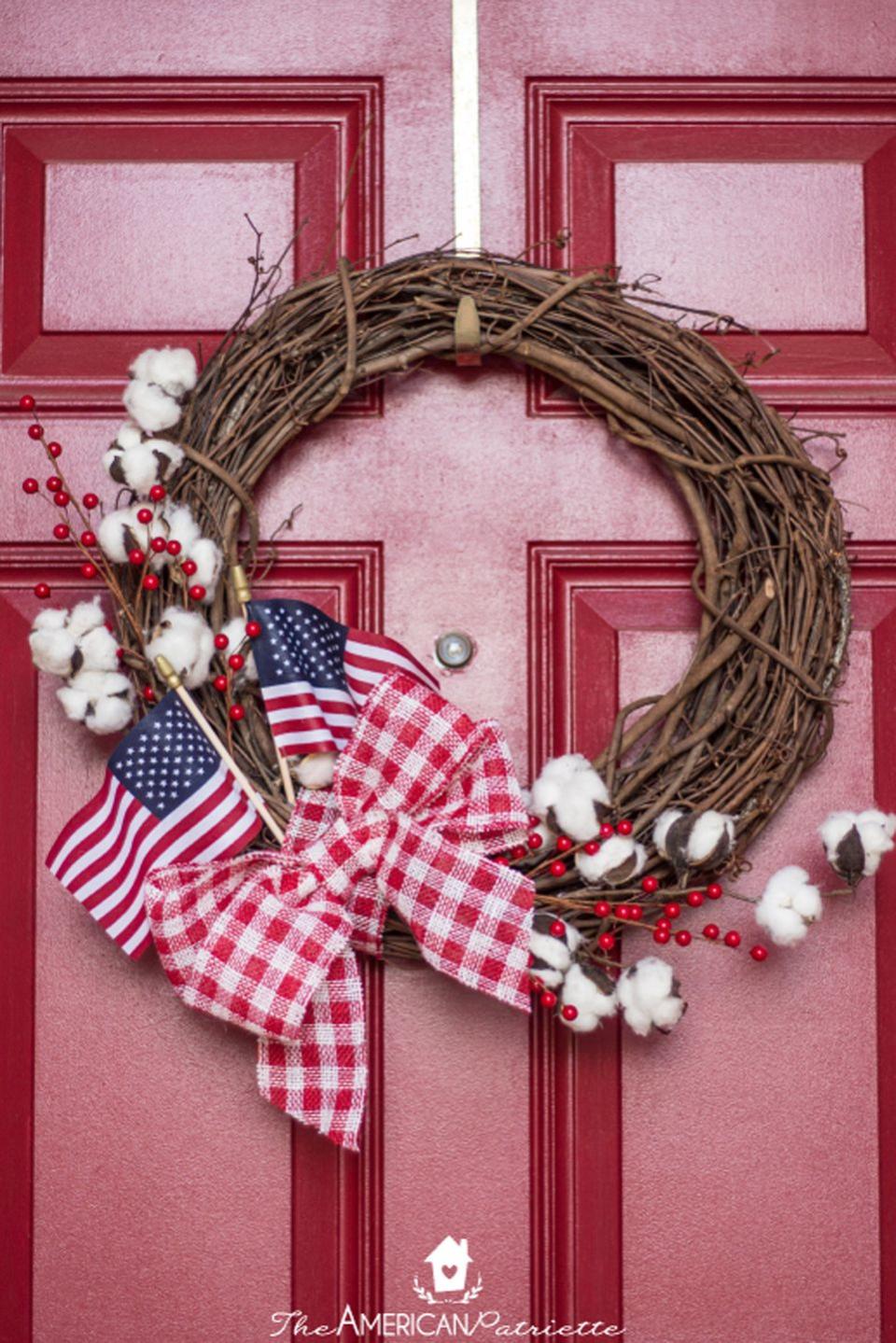 American Flag Cotton Wreath