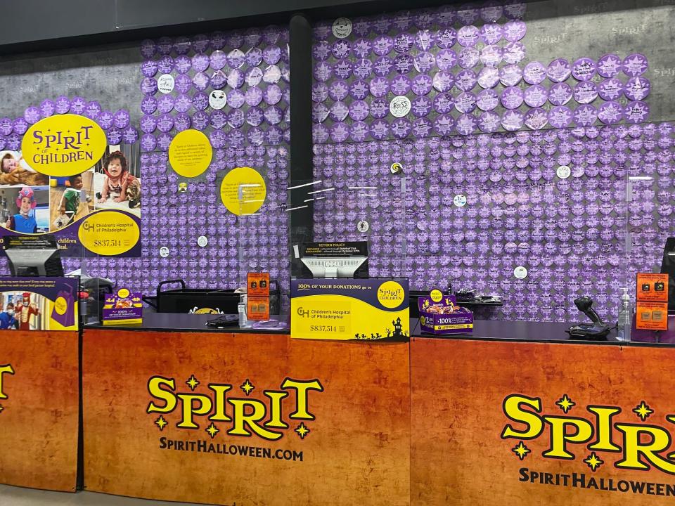 The checkout station at Spirit Halloween's flagship store in Egg Harbor Township, New Jersey.