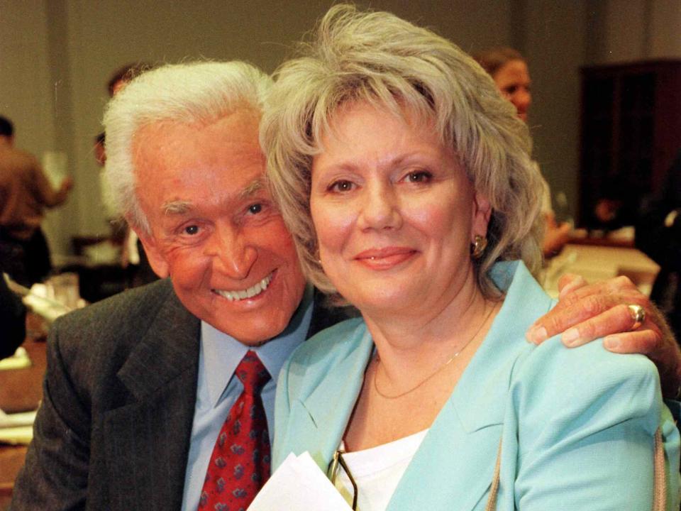 <p>Alex Wong/Newsmakers/Getty</p> Bob Barker and Nancy Burnet on Capitol Hill, June 13, 2000 in Washington. 