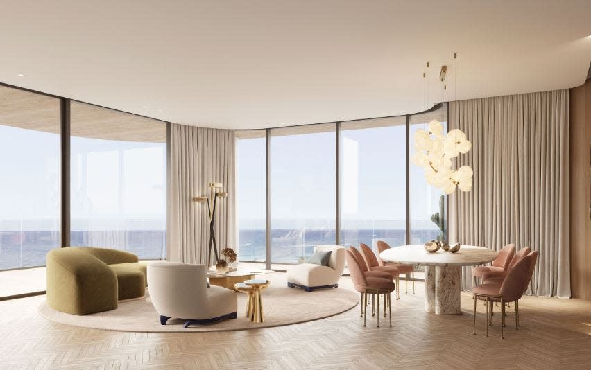 A rendering of the interior of the planned Pearl condominium slated for Palm Beach Shores.