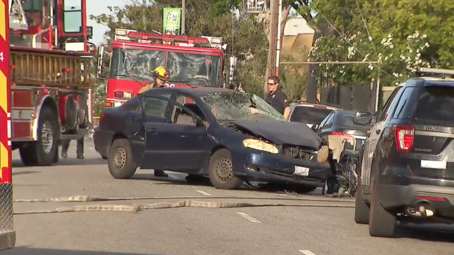 3 hospitalized, including 2 officers, after crash involving L.A. police