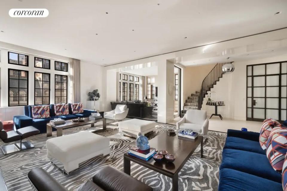 Tisch’s co-op at 9 East 79th St. includes a grand living room and is being marketed at $13 million. City Realty