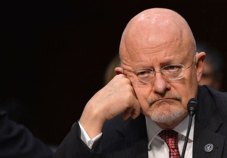 Director of National Intelligence James Clapper testifies before the Senate in Washington, DC, on March 12, 2013. Clapper has warned that America faces a growing threat of a crippling cyber attack and voiced alarm over North Korea's recent "belligerent" rhetoric