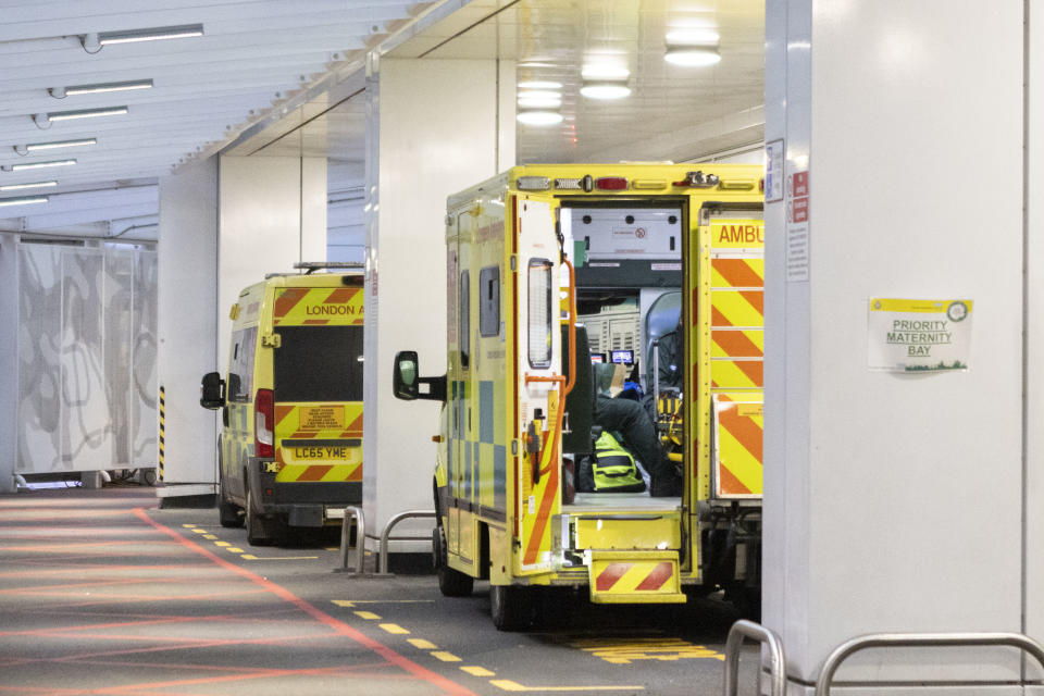 A general view of an ambulances outside the Accident and Emergency department at St Thomas's hospital, central London.