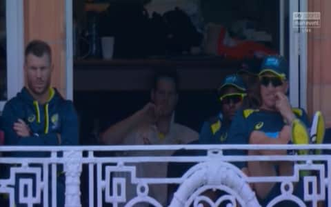 Steve Smith in the Australian dressing room - Credit: Sky Sports