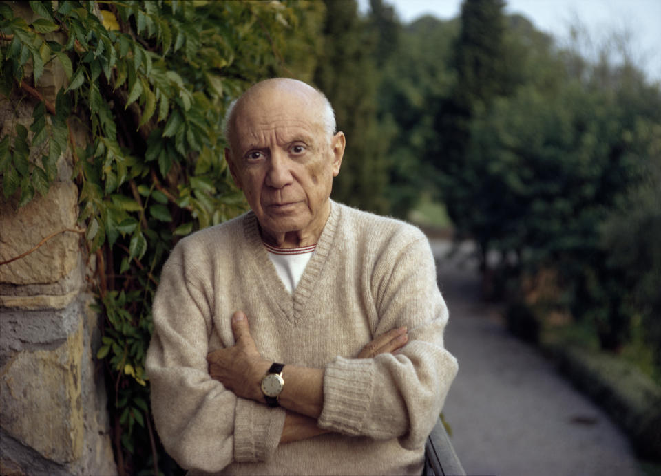 This 1966 photo by Tony Vaccaro, shows artist Pablo Picasso in Mougins, France. Vaccaro, 97, was thrown into WWII with the 83rd Infantry division which fought, like Charles Shay, in Normandy, and then came to Schmetz's doorstep for the Battle of the Bulge. On top of his military gear, he also carried a camera, and became a fashion and celebrity photographer after the war. COVID-19 caught up with him last month. Like everything bad life threw at him, he shook it off, attributing his survival to plain "fortune." (Photo courtesy Tony Vaccaro via AP)