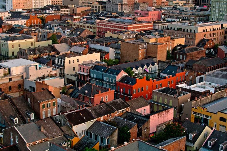 Aerial Shot of French Quarter Rooftops in New Orleans