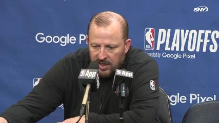 Tom Thibodeau comments on Knicks winning 'wild' finish to go up 2-0 over Sixers