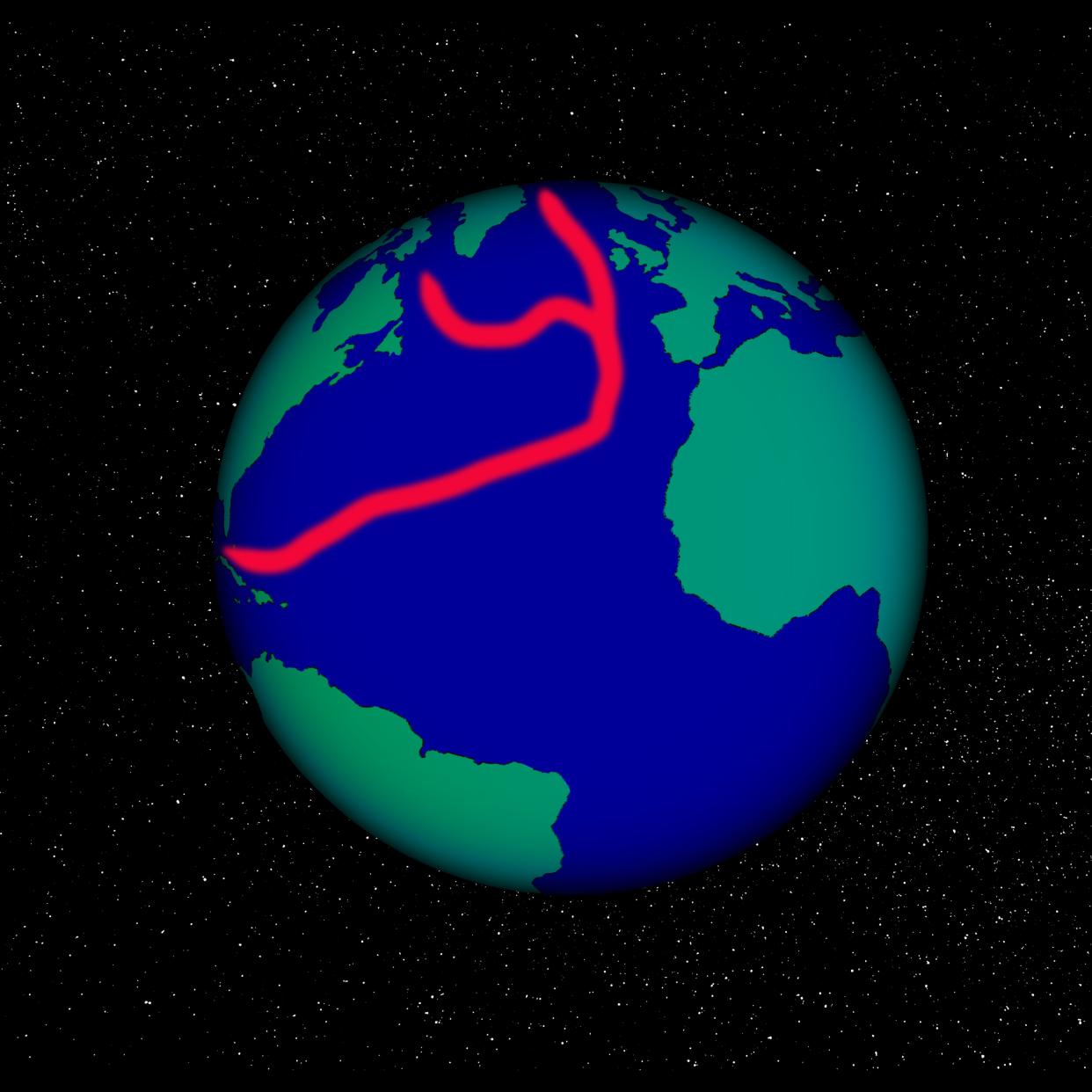 Atlantic meridional overturning circulation (AMOC), illustration.