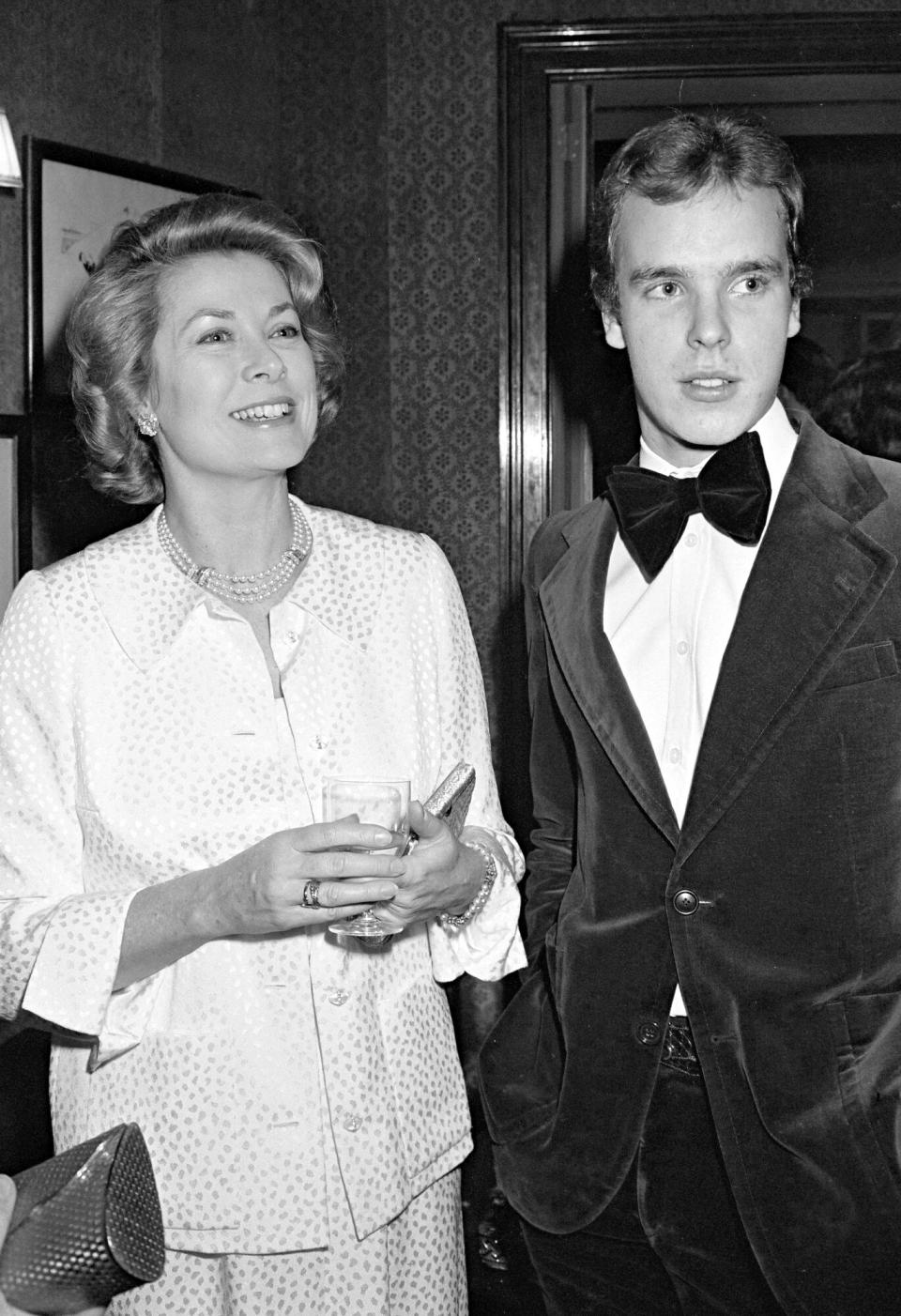 Princess Grace of Monaco and son Prince Albert of Monaco attend a party Maxim's restaurant in Paris in 1978.