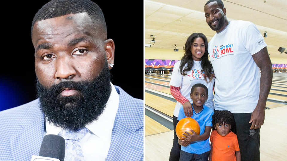 Kendrick Perkins, pictured here with his young family during his playing days.