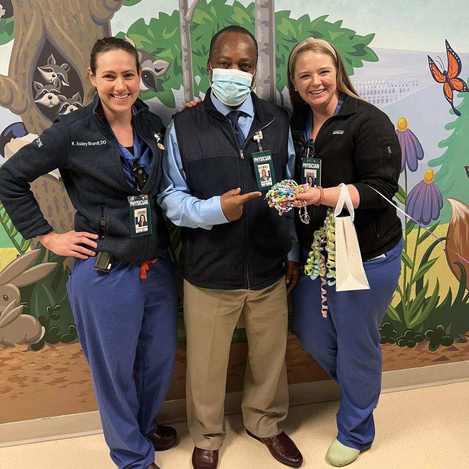 The Reading Hospital staff posed with the friendship bracelets before handing them out to patients. (Reading Hospital)