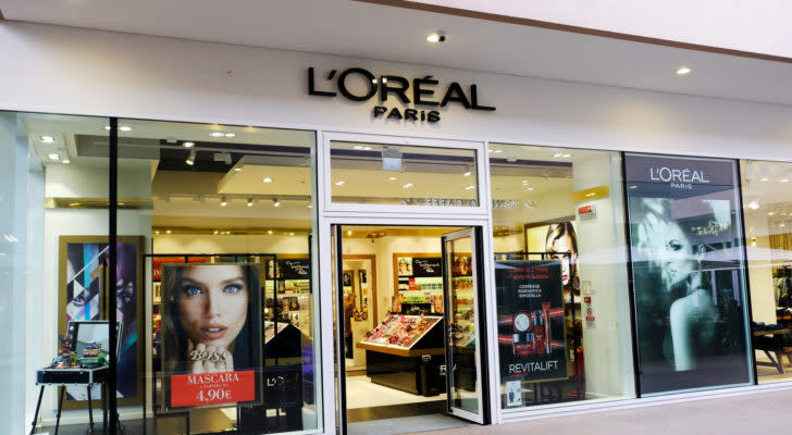 A photograph of a L'Oréal retail storefront.