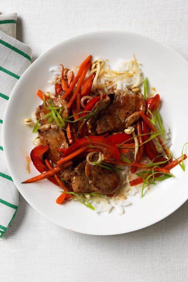 <p>Chinese take-out has nothing on this sweet-and-sour pork recipe.</p><p><em><a href="https://www.womansday.com/food-recipes/food-drinks/recipes/a11985/sweet-and-sour-pork-and-vegetable-stir-fry-recipe/" rel="nofollow noopener" target="_blank" data-ylk="slk:Get the Sweet and Sour Pork and Vegetable Stir-Fry recipe.;elm:context_link;itc:0;sec:content-canvas" class="link ">Get the Sweet and Sour Pork and Vegetable Stir-Fry recipe.</a></em></p>