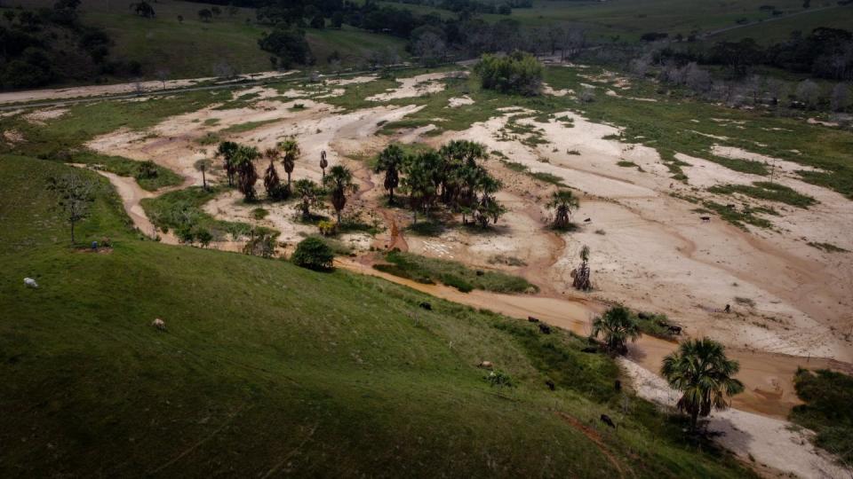 Aerial view of a degraded plateau with bare soil