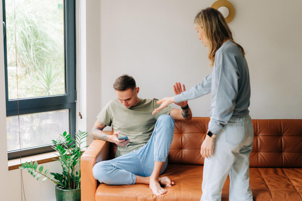 A young couple fighting