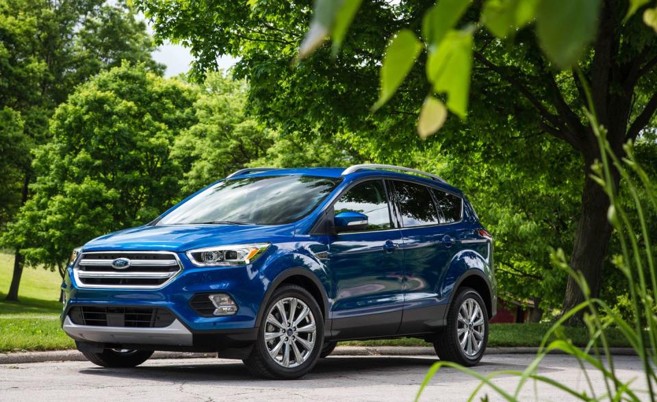 <p>Now that Ford is getting rid of its passenger cars, <a href="https://www.caranddriver.com/ford/escape-2019" rel="nofollow noopener" target="_blank" data-ylk="slk:Escape;elm:context_link;itc:0;sec:content-canvas" class="link ">Escape</a>'s role in the lineup is likely to grow considerably. This compact crossover already sells well, but expect its numbers to rise further in the near future as defectors from the Focus and Fusion trade up to this taller, more practical body style going forward.</p>