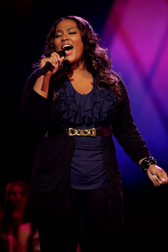 Joanne Borgella performs as one of the top 24 contestants on the 7th season of American Idol.