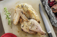 <p>This low-and-slow roasted chicken relies on simple ingredients to bring the punch. With lemons, fresh rosemary, a combination of herbs and salt, you won’t need any fancy marinades or seasonings. If you’re making this during summer, try cooking it in a charcoal grill for a mouth-watering smokey flavor. </p> <p><a href="https://www.thedailymeal.com/recipes/egg-roasted-chicken-lemon-and-herbs-recipe?referrer=yahoo&category=beauty_food&include_utm=1&utm_medium=referral&utm_source=yahoo&utm_campaign=feed" rel="nofollow noopener" target="_blank" data-ylk="slk:For the Grill-Roasted Chicken With Lemon and Herbs recipe, click here.;elm:context_link;itc:0;sec:content-canvas" class="link ">For the Grill-Roasted Chicken With Lemon and Herbs recipe, click here. </a></p>