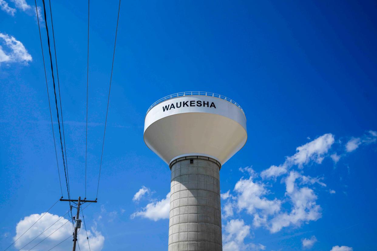 The Waukesha Water Tower seen Thursday, Aug. 10, 2023, at the Waukesha Booster Pumping Station at 2010 E. Broadway, Waukesha, Wis.