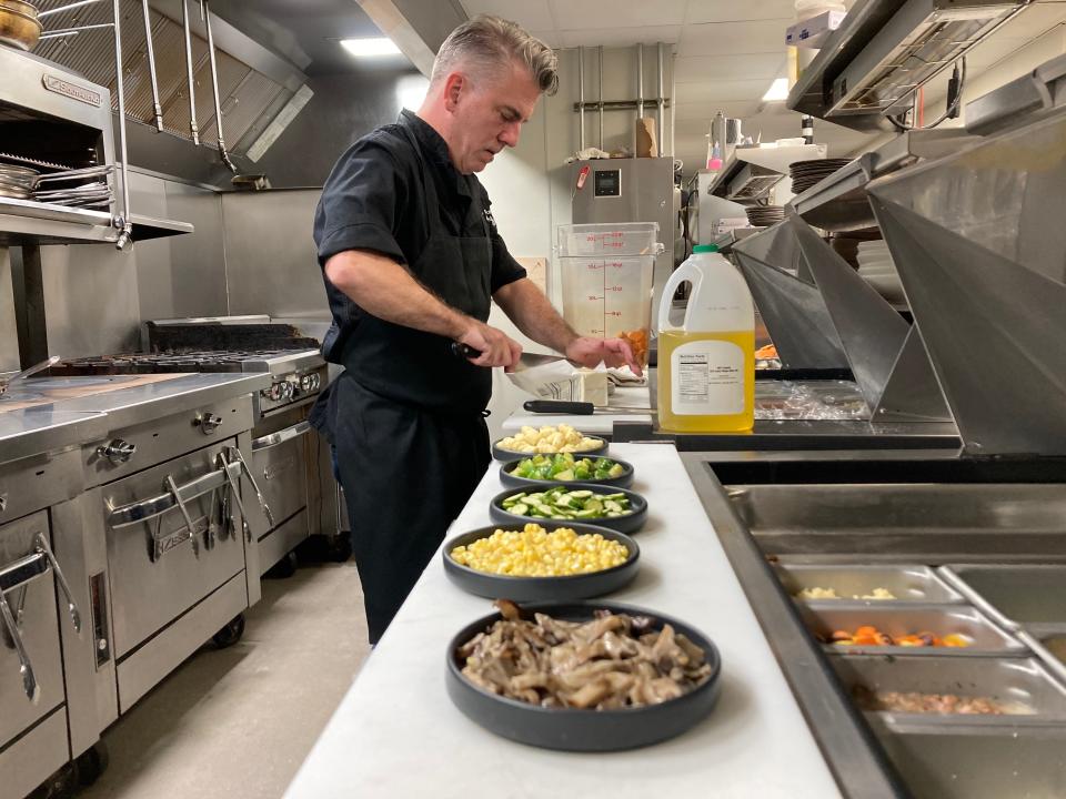Executive Chef Michael O'Halloran preps ingredients for the gnocchi appetizer at Stella of New Hope.