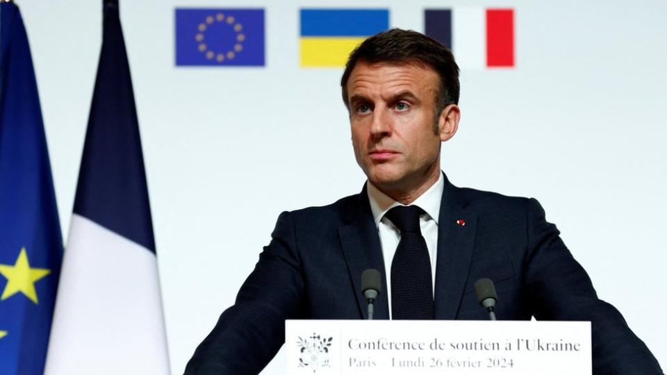 French President Emmanuel Macron Speaks After A Meeting In Support Of Ukraine In Paris. Photo: 26 February 2024