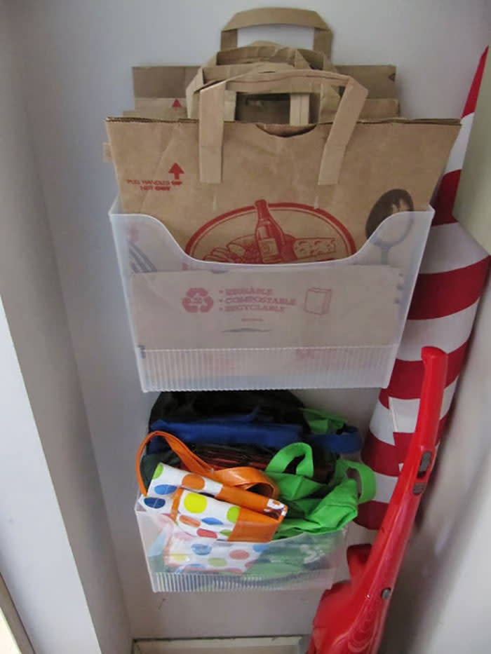 Turn Filing Boxes into Grocery Bag Organizers