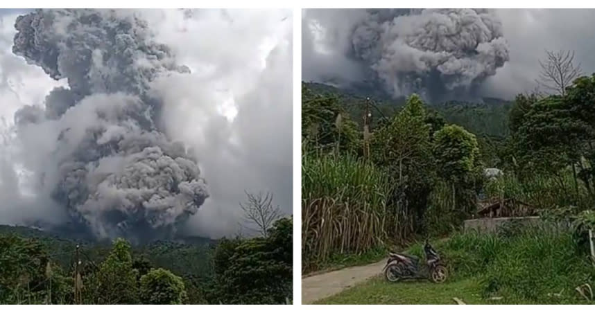 日本擔心印尼火山爆發會引發海嘯。（圖／翻攝自推特）