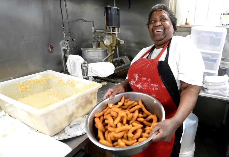 Delia Livsey has been in charge of making the hushpuppies at Bridges Barbecue in Shelby, NC for 30-40 years. She is affectionately known as the ÒHushpuppy Queen.Ó