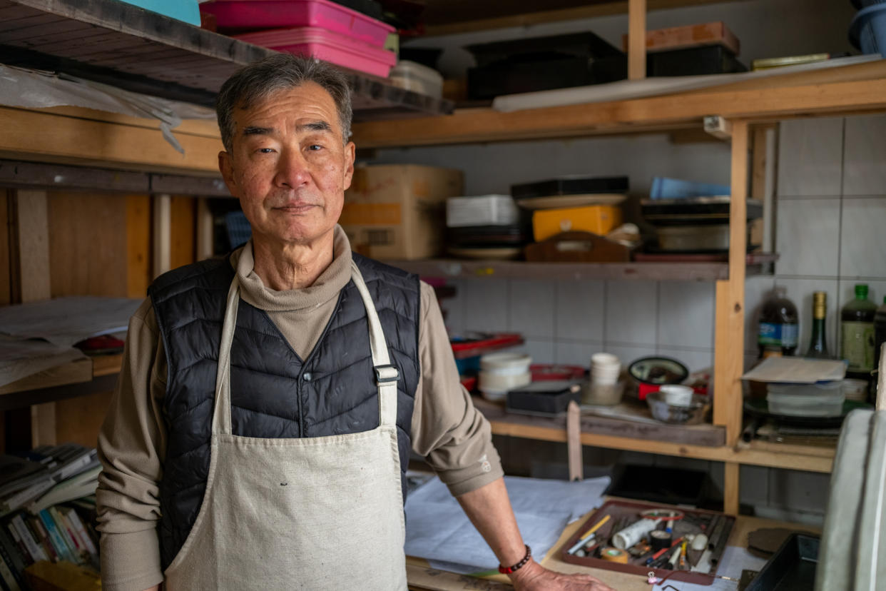 Kim Kwan-jung, 65, owns a traditional Korean crafts shop in Busan, South Korea. If North Korea attacks South Korea, he said, “I don’t know if we can assume that America would protect us again.”
 (Michael Mitsanas for NBC News)