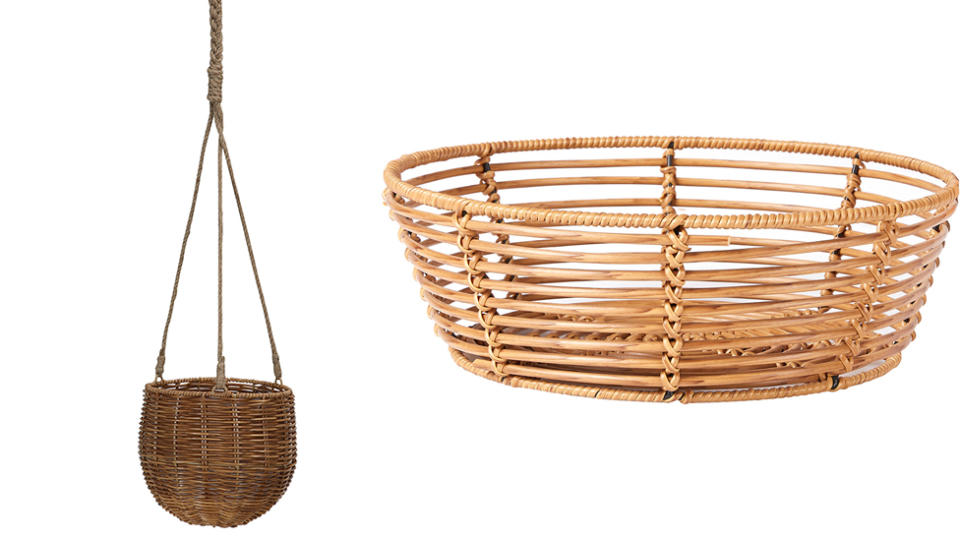 kmart hanging pot and rattan basket