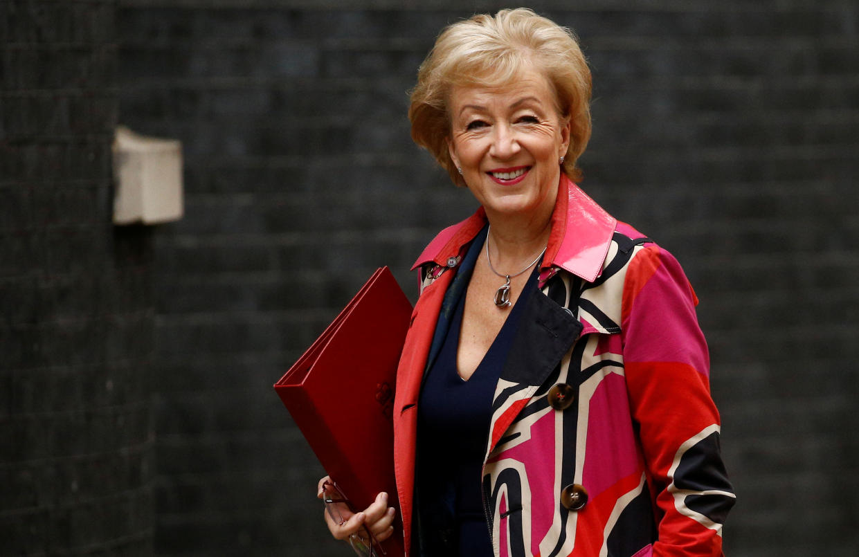 Britain's Business Secretary Andrea Leadsom is seen outside Downing Street in London, Britain, October 3, 2019. REUTERS/Henry Nicholls