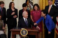 U.S. President Biden signs the COVID-19 Hate Crimes Act at the White House in Washington