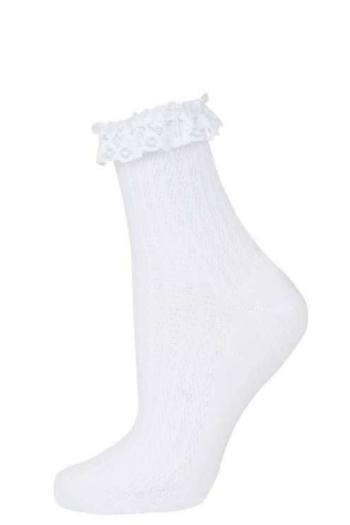 White Lace Trim Ankle Socks