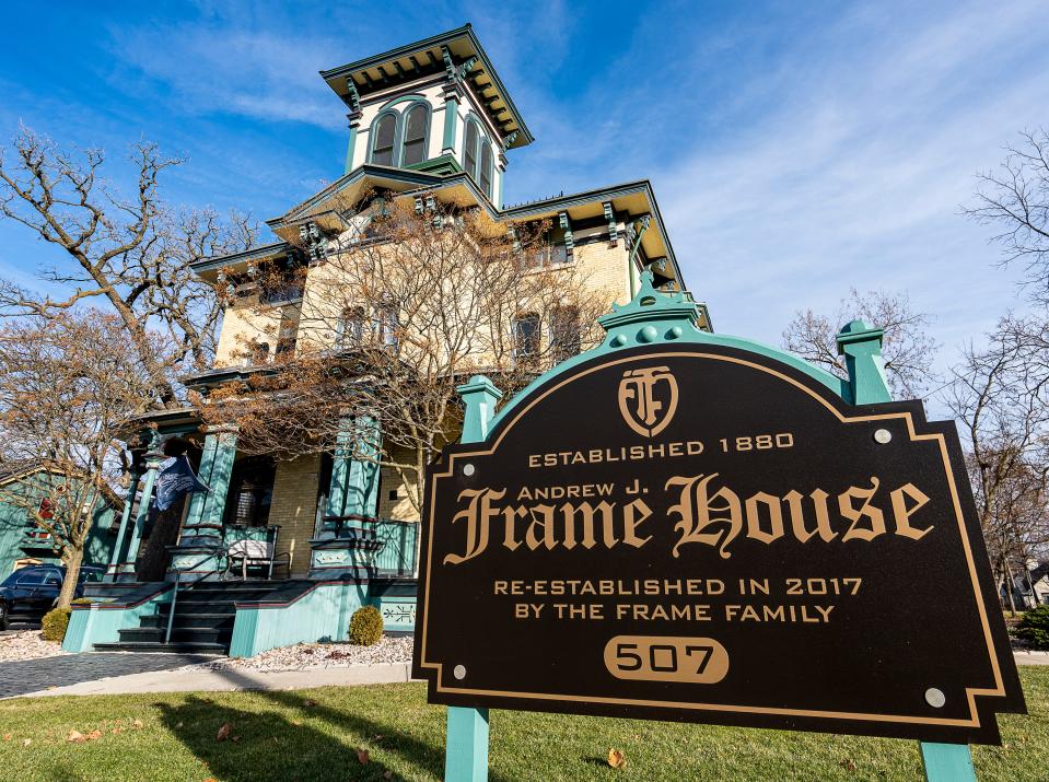 The Andrew Frame House stands in Waukesha on Dec. 8, 2023. Milwaukee architect Edward Townsend Mix designed the 1879 Cream City brick Italianate home that Ron Raasch, owner of Two Hands Restoration, has been working to restore.