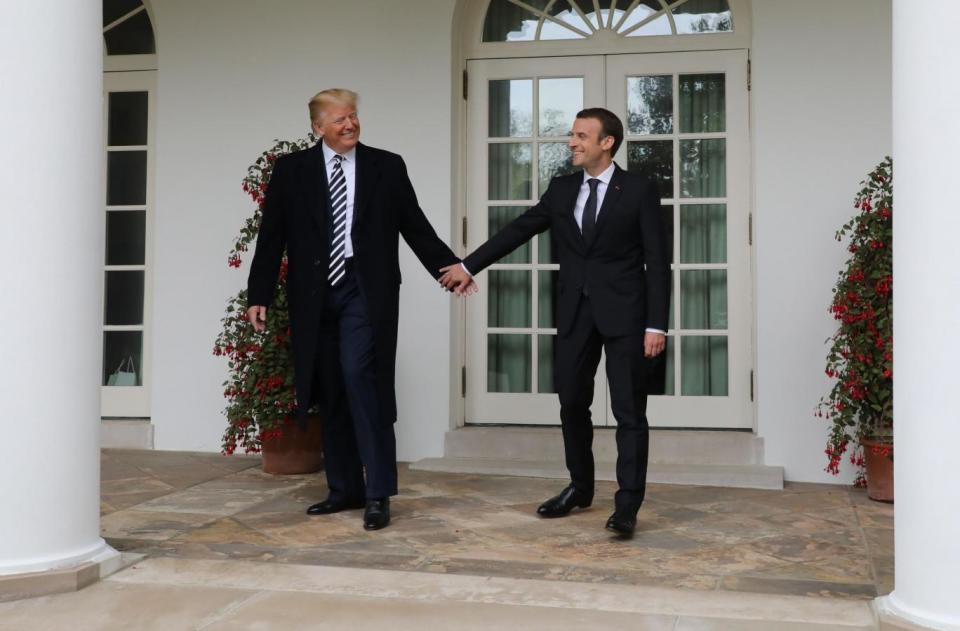 Emmanuel Macron visited Donald Trump at the White House in April 2018 (AFP/Getty Images)