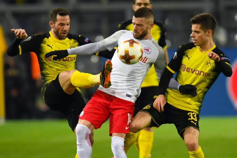 Kosovo's Valon Berisha scored twice as Salzburg stunned Dortmund