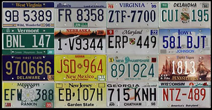 美國各州均有自己的車牌規範。