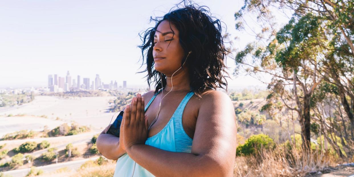 woman doing yoga