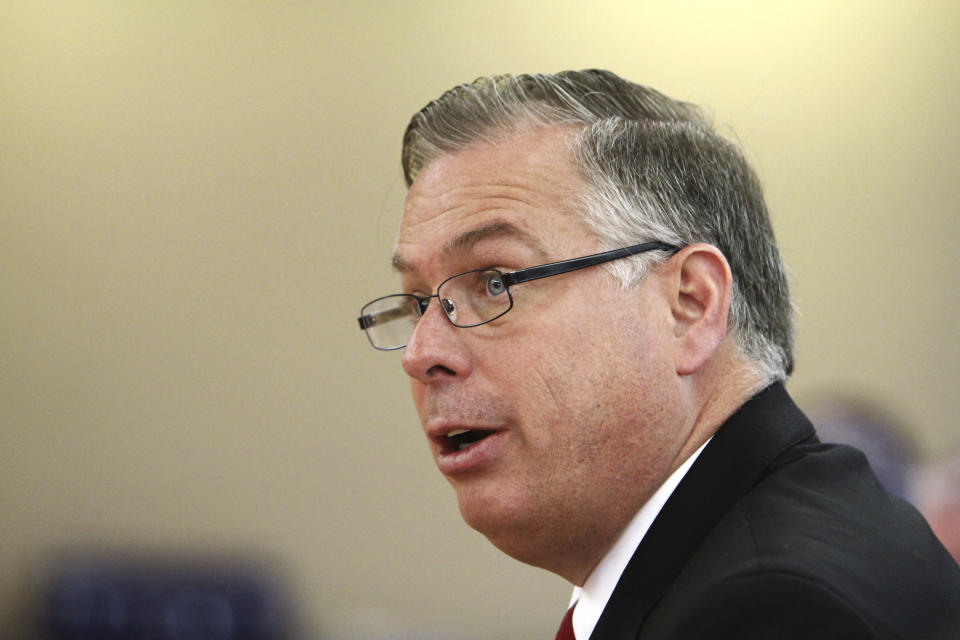 FILE - Sen. Daniel Ivey-Soto, D-Albuquerque, discusses a bill during a Senate Public Affair Committee meeting at the State Capitol in Santa Fe, N.M., Tuesday, Feb. 2, 2016. New Mexico voters are picking their partisan favorites in the state's primary, Tuesday, June 4, 2024, to reshape a Democratic-led Legislature, with all 112 seats up for election in November. (Luis Sanchez Saturno/Santa Fe New Mexican via AP, File)