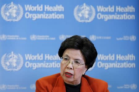 World Health Organization (WHO) Director-General Margaret Chan holds a news conference after the first meeting of the International Health Regulations (IHR) Emergency Committee concerning the Zika virus and observed increase in neurological disorders and neonatal malformations in Geneva, Switzerland, February 1, 2016. REUTERS/Pierre Albouy