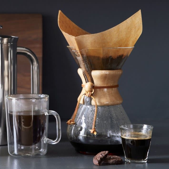 6) Chemex® 10-Cup Pour-Over Wood Collar Glass Coffee Maker