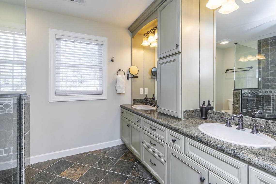 Primary bathroom for upstairs bedroom at 403 Queensway Drive. Matt Huber/Team Pannell Real Estate
