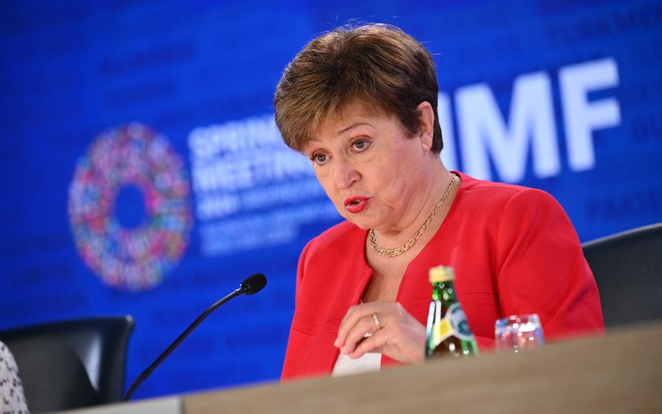 International Monetary Fund managing director Kristalina Georgieva speaks during a briefing on its Global Policy Agenda in Washington