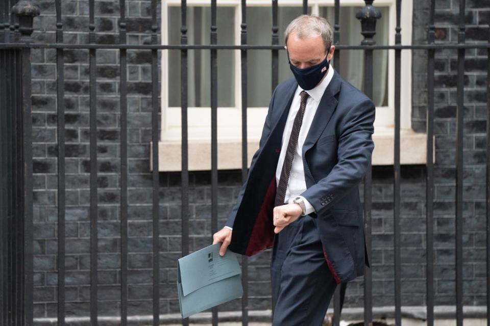 Foreign Secretary Dominic Raab in Downing Street, London (Stefan Rousseau/PA) (PA Wire)