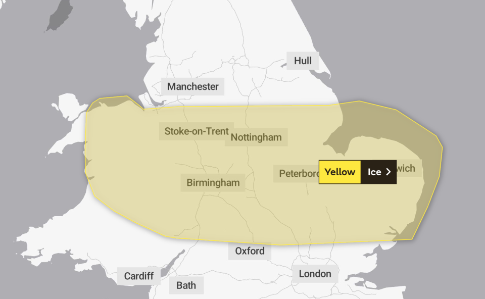 Weather warnings of ice were in place for Friday morning (Picture: Met Office)