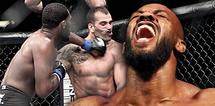 Jon Jones UFC debut screaming over fight photo
