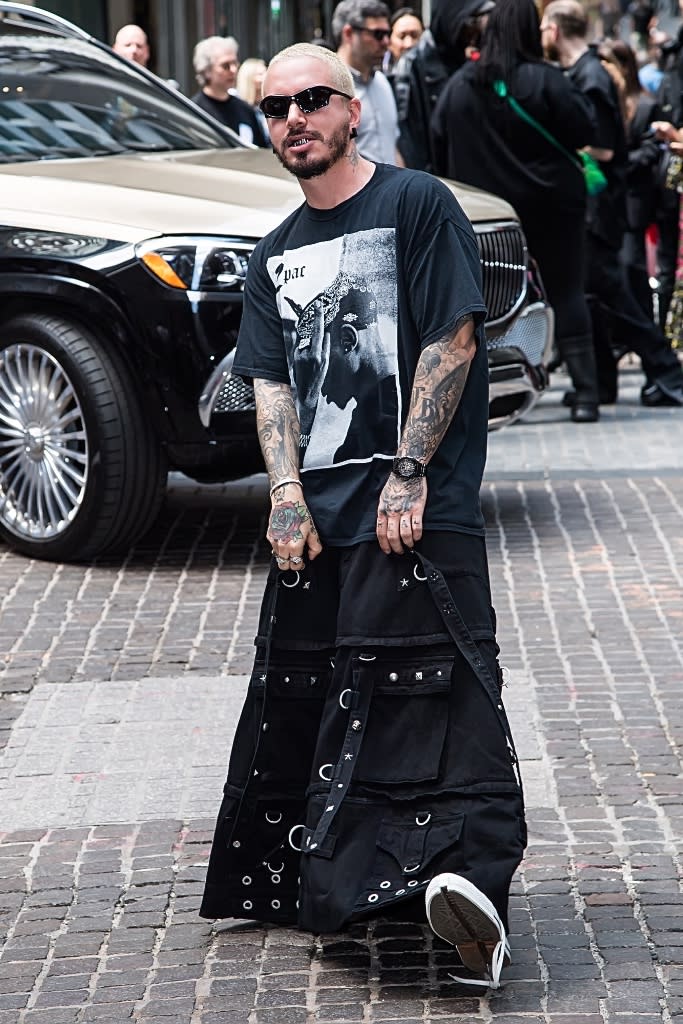 J Balvin at the Balenciaga Spring 2023 fashion show in NYC on May 22. - Credit: MEGA