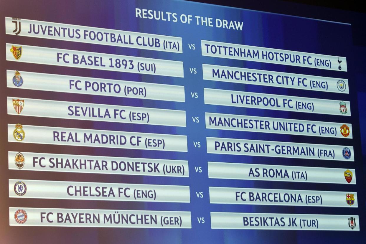 The final 16 for the Champions League: EPA