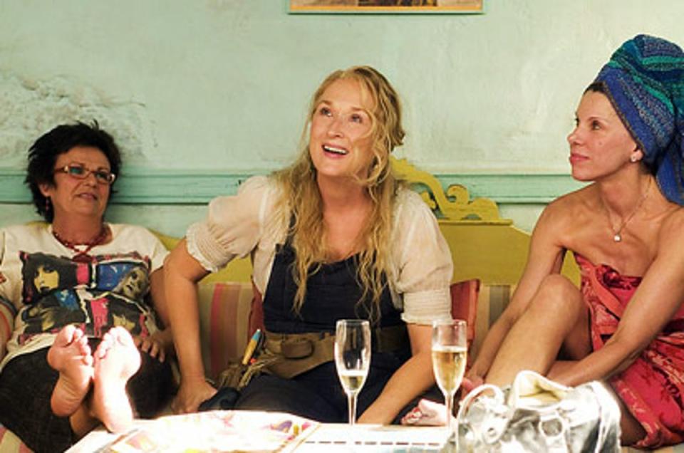 Streep, centre, pictured with her Mamma Mia! co-stars Julie Waters (L) and Christine Baranski (R)